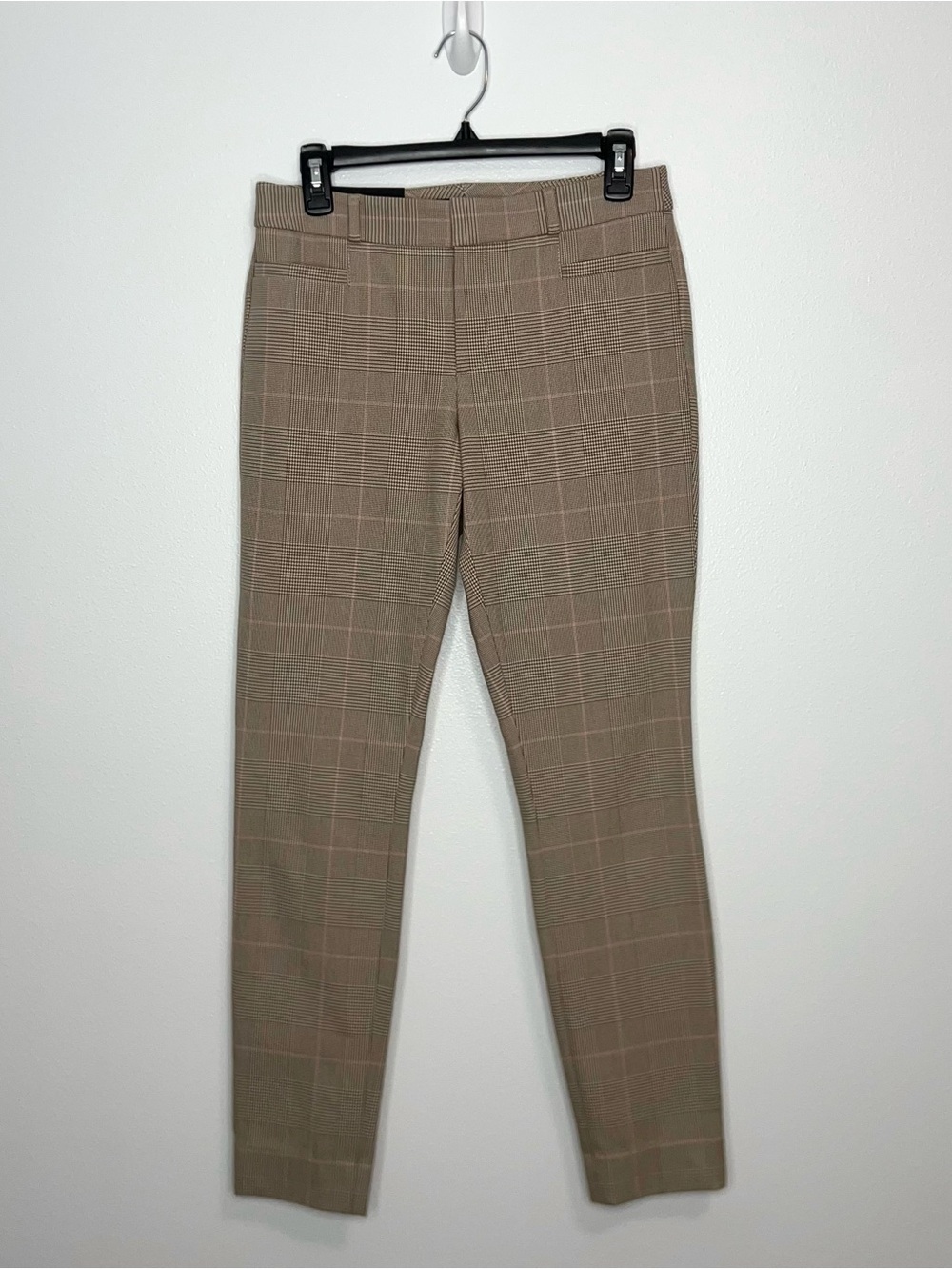 Banana Republic Curvy Sloan Plaid Pants Bi-Stretch Taupe Career Size 2 Long NWT